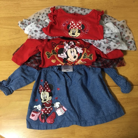 Minnie Mouse 0-3 Month Baby Girl Shirts Pack of 3 - Picture 2 of 8